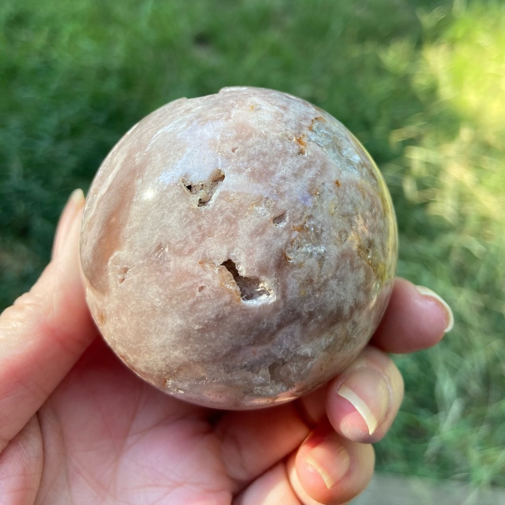 Pink Amethyst Crystal Sphere with Druzys. Rare Stones for Meditation NWOT